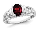 1.00 Carat (ctw) Oval Solitaire Garnet Ring in 14K White Gold